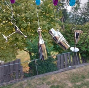 Vintage Stainless Steel Cocktail Martini Set of 4 Ornaments